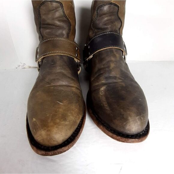 FREEBIRD BY STEVEN WOMEN'S SANTIAGO SIZE 6 Gray ANKLE DISTRESSED HARNESS  BOOTS - Picture 5 of 14